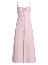 Linella Linen Sweetheart Fit & Flare Maxi Dress
