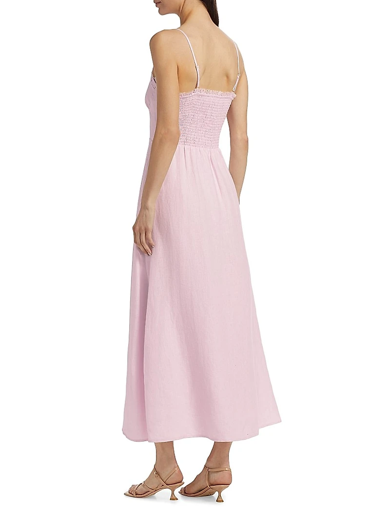 Linella Linen Sweetheart Fit & Flare Maxi Dress