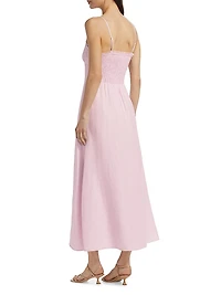 Linella Linen Sweetheart Fit & Flare Maxi Dress