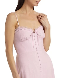 Linella Linen Sweetheart Fit & Flare Maxi Dress