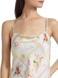 Cabi Printed Silk-Blend Crop Top