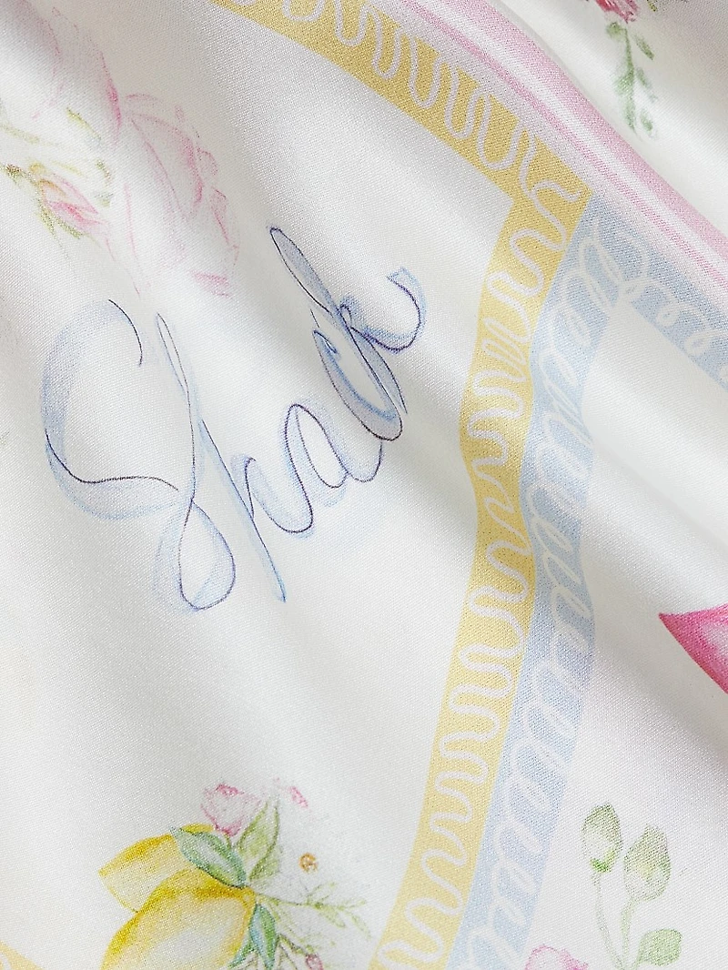 Cabi Printed Silk-Blend Crop Top