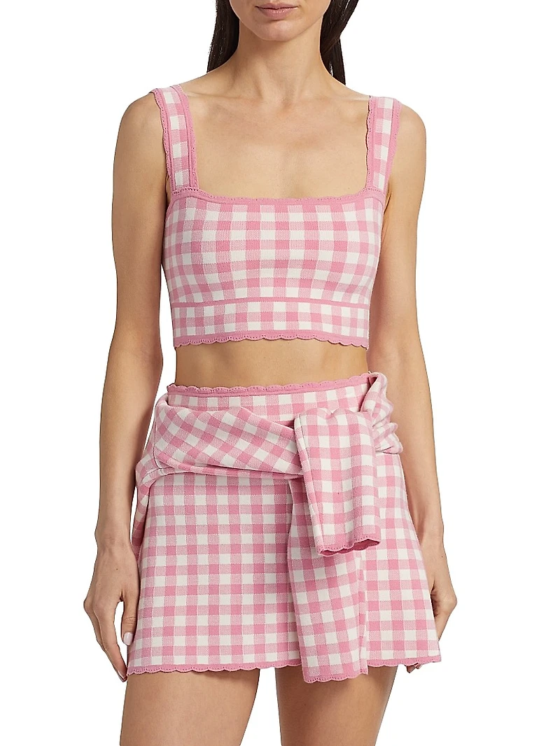 Jessyn Gingham Knit Crop Tank