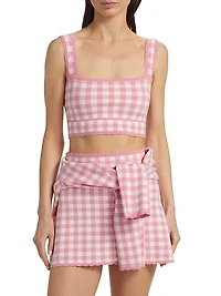 Jessyn Gingham Knit Crop Tank