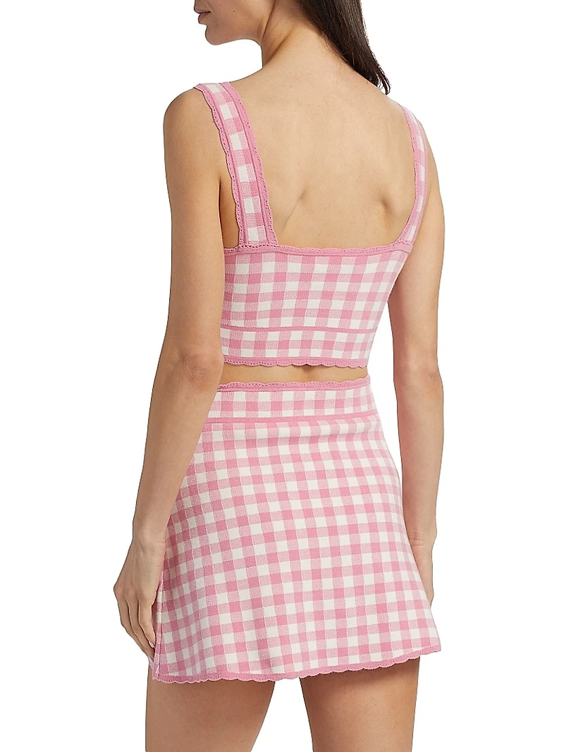 Jessyn Gingham Knit Crop Tank
