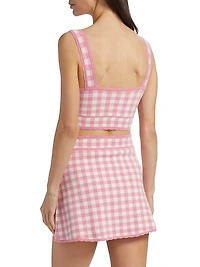 Jessyn Gingham Knit Crop Tank