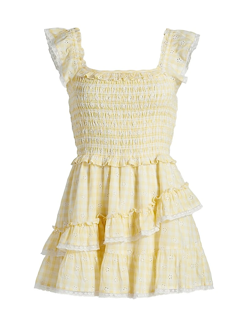 Aline Gingham Cotton Ruffle Minidress