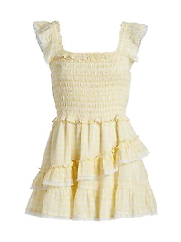 Aline Gingham Cotton Ruffle Minidress