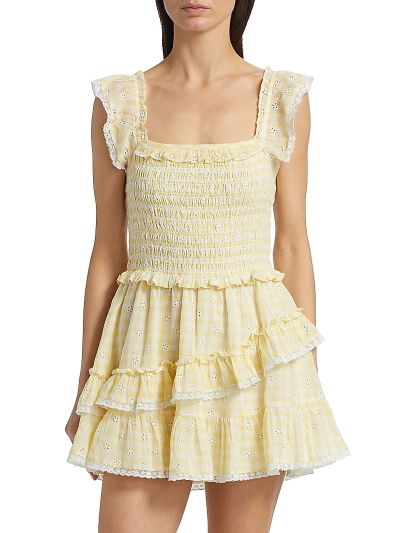 Aline Gingham Cotton Ruffle Minidress