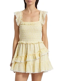 Aline Gingham Cotton Ruffle Minidress