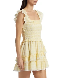 Aline Gingham Cotton Ruffle Minidress