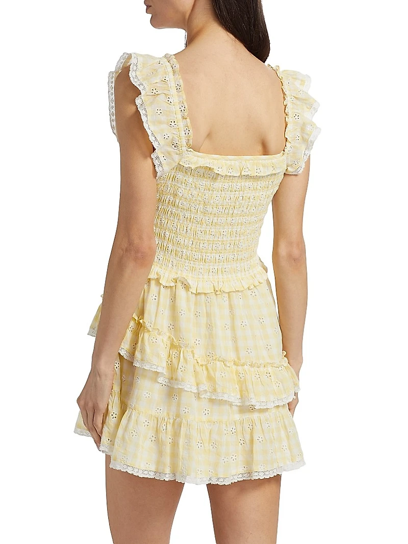 Aline Gingham Cotton Ruffle Minidress