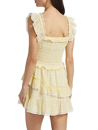 Aline Gingham Cotton Ruffle Minidress