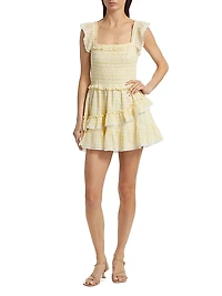 Aline Gingham Cotton Ruffle Minidress