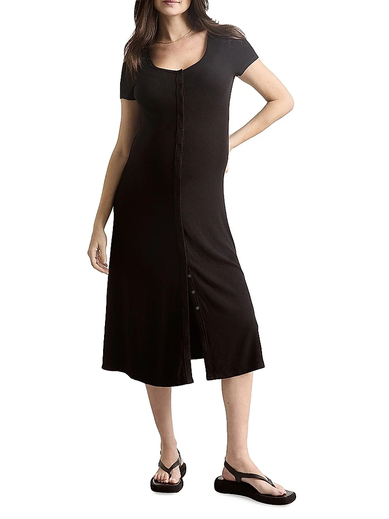 The Softest Rib Maternity Nursing Midi Dress