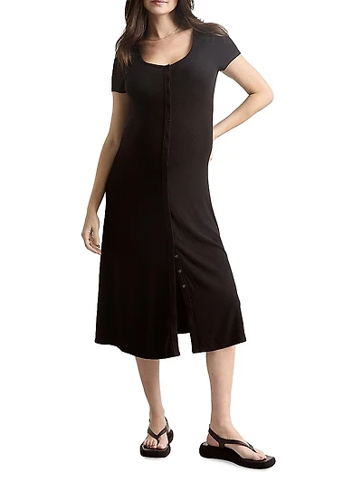The Softest Rib Maternity Nursing Midi Dress
