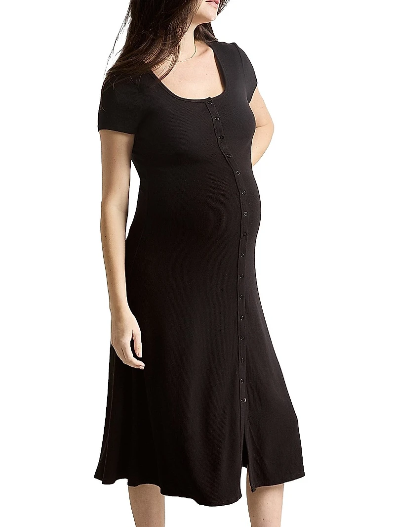 The Softest Rib Maternity Nursing Midi Dress