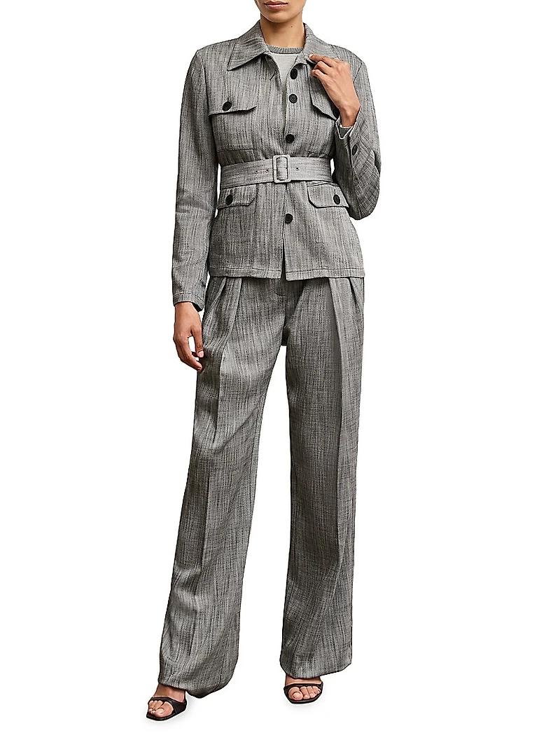 Bronny Cummerbund Porto Weave Trousers