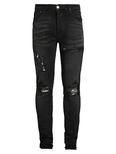 Staggered Logo Skinny Jeans