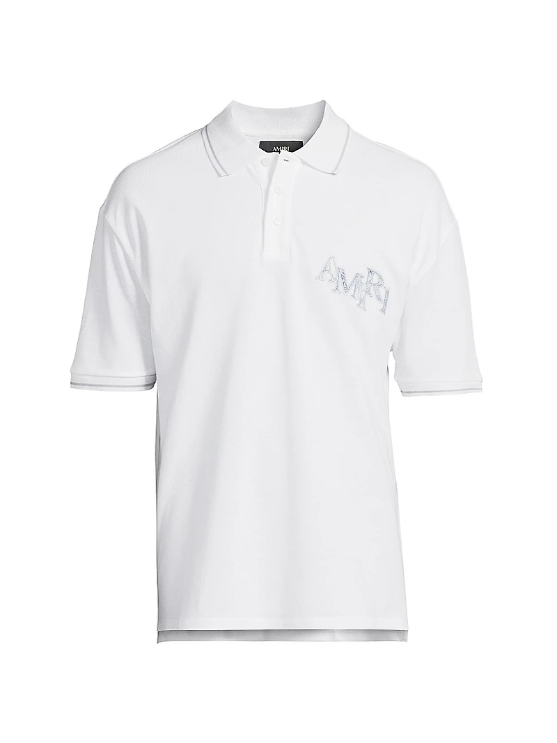 Staggered Logo Cotton Polo Shirt