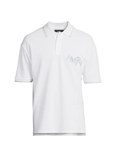 Staggered Logo Cotton Polo Shirt
