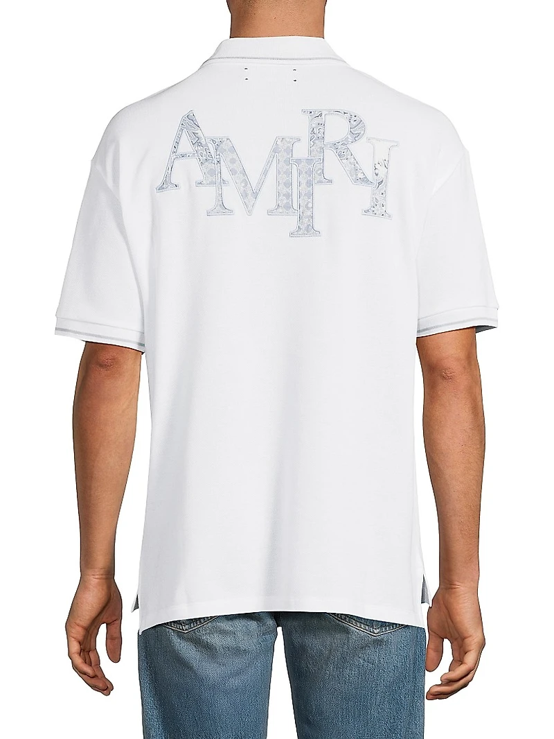 Staggered Logo Cotton Polo Shirt