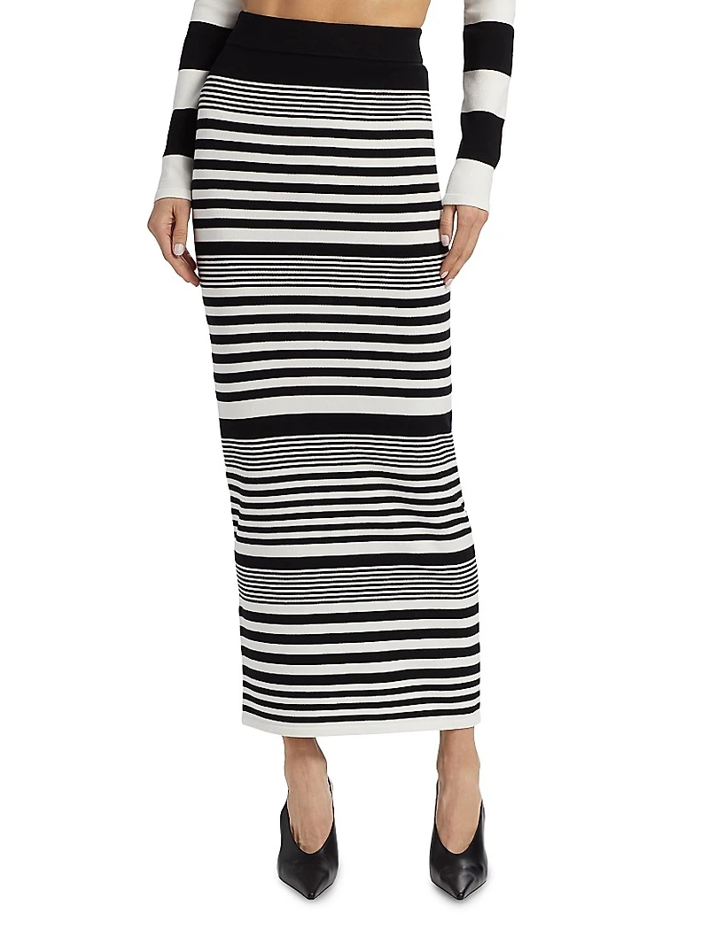 Tamika Striped Knit Column Maxi Skirt