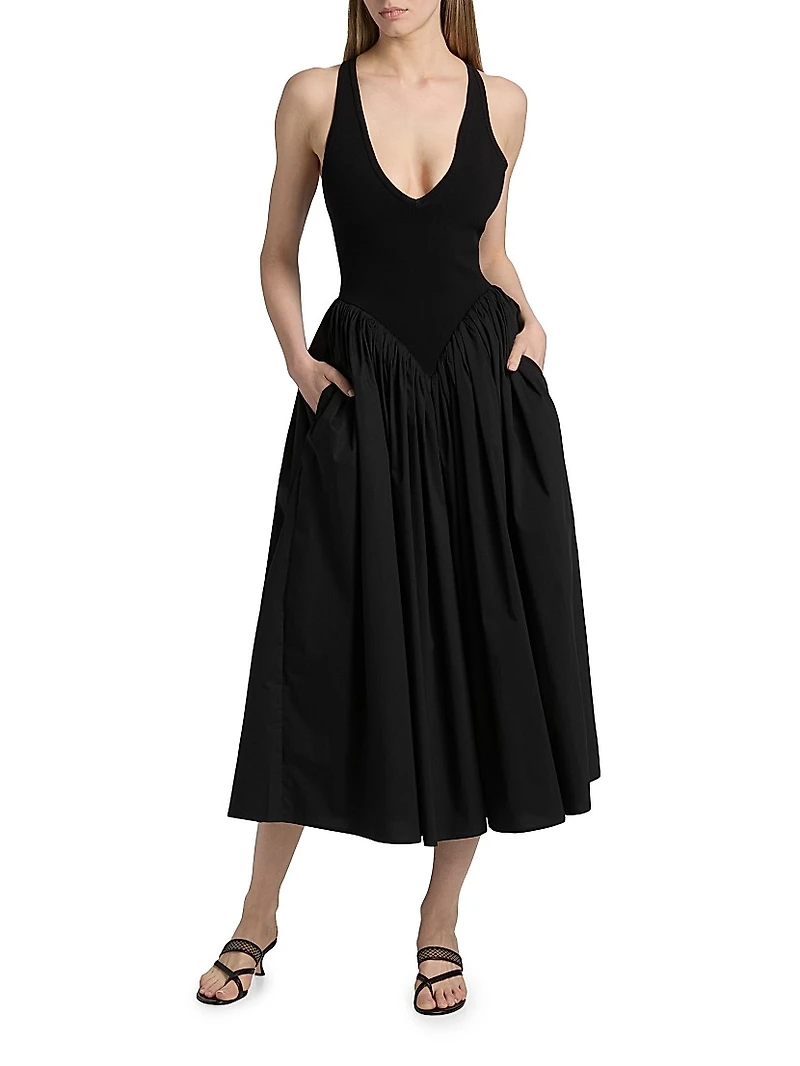 Sirinda V-Neck Pleated Dress