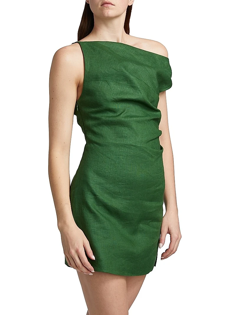 Winnie Draped Linen Minidress