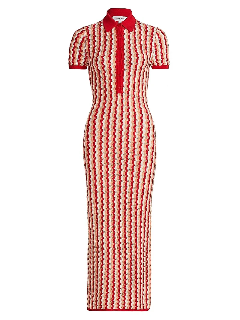 Quinlan Striped Pointelle-Knit Maxi Dress