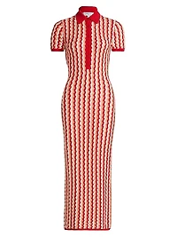 Quinlan Striped Pointelle-Knit Maxi Dress
