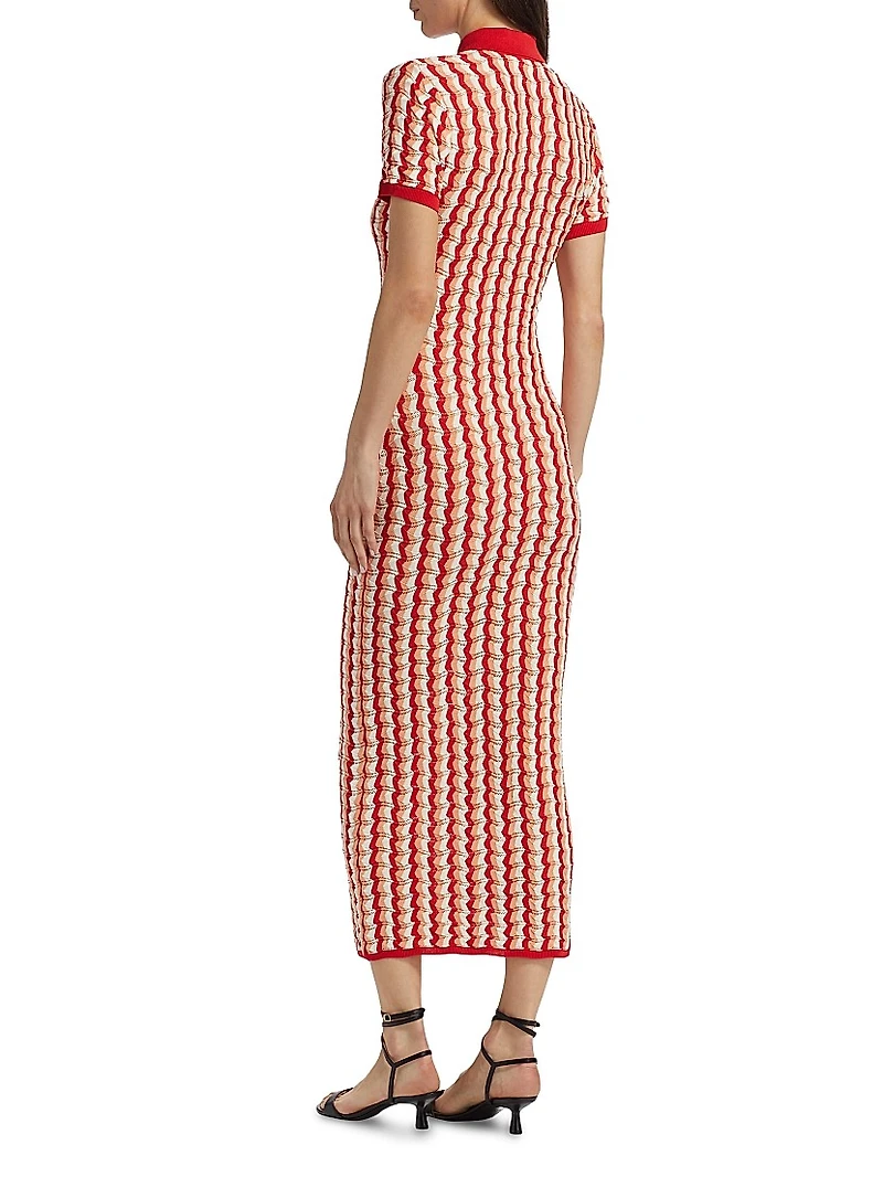 Quinlan Striped Pointelle-Knit Maxi Dress
