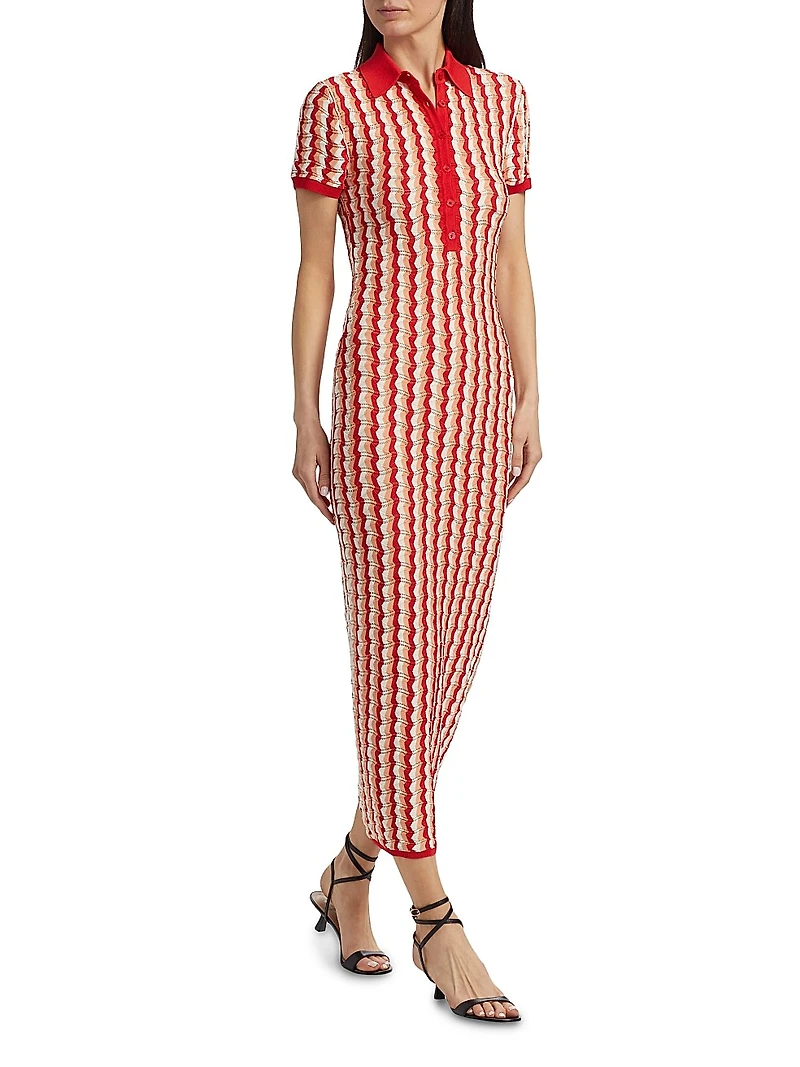 Quinlan Striped Pointelle-Knit Maxi Dress