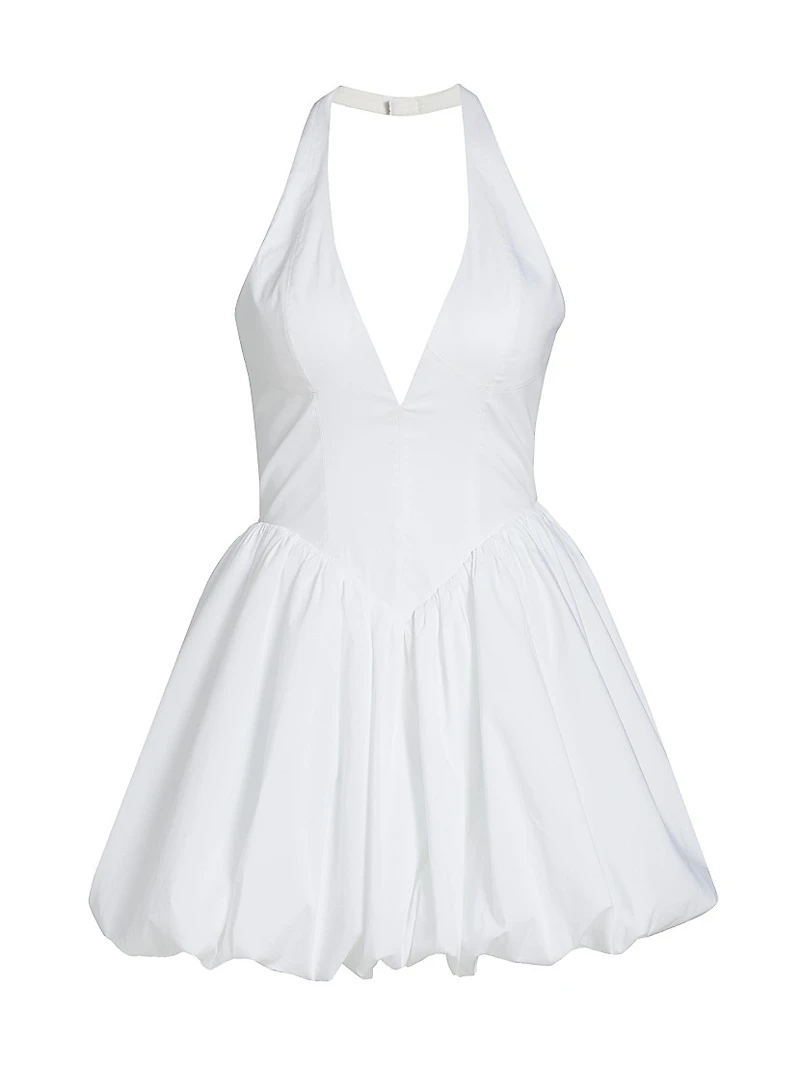 Tuberose Cotton-Blend Halterneck Minidress