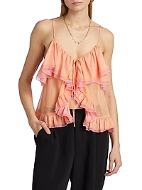 Ciara Ruffled Semi-Sheer Top