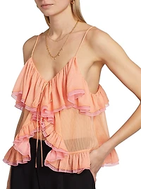 Ciara Ruffled Semi-Sheer Top