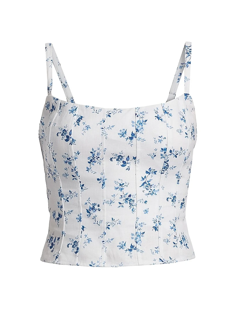 Hattie Seamed Floral Linen Top