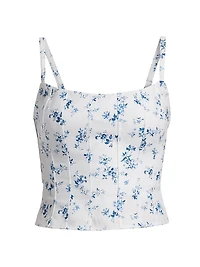 Hattie Seamed Floral Linen Top