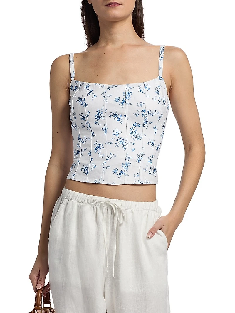 Hattie Seamed Floral Linen Top