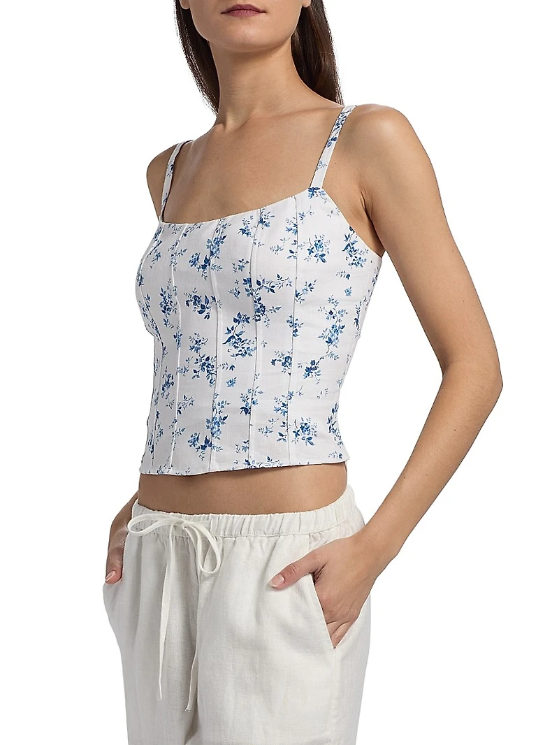 Hattie Seamed Floral Linen Top