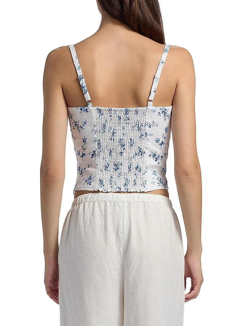 Hattie Seamed Floral Linen Top