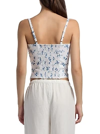 Hattie Seamed Floral Linen Top