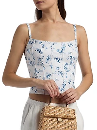Hattie Seamed Floral Linen Top