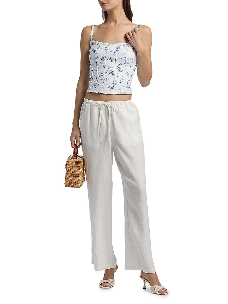 Hattie Seamed Floral Linen Top