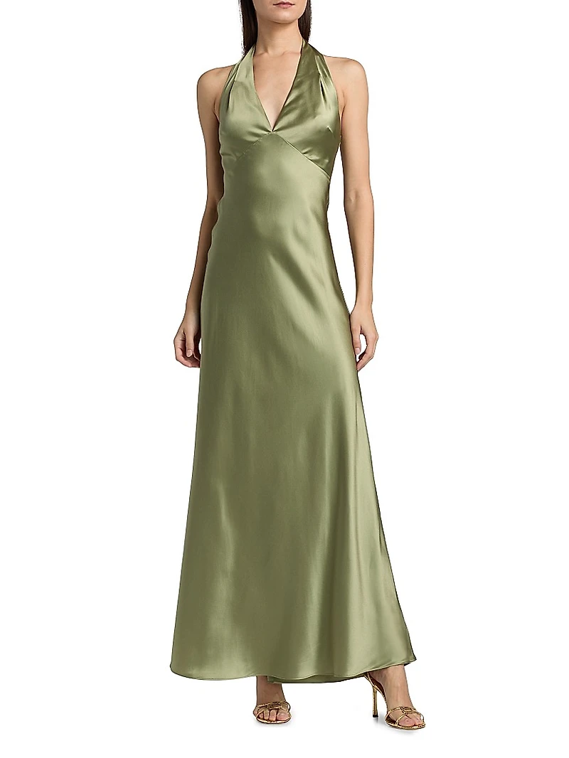 Daniela Silk Halter Maxi Dress