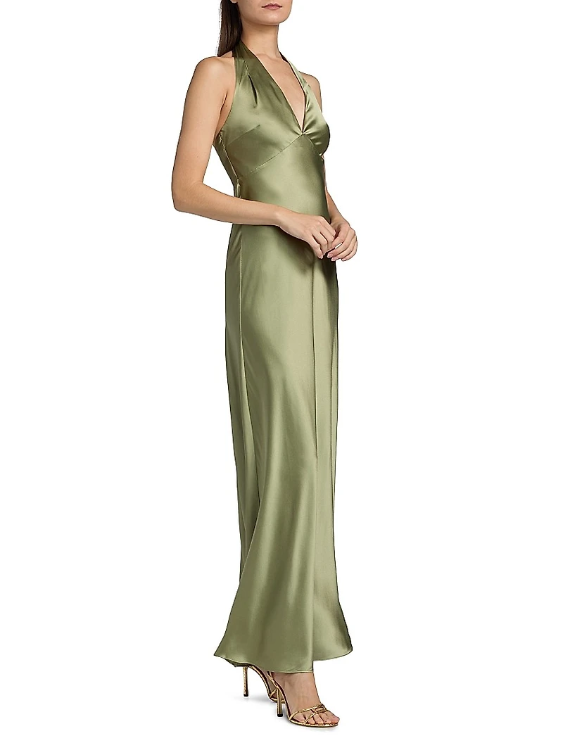 Daniela Silk Halter Maxi Dress