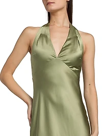 Daniela Silk Halter Maxi Dress