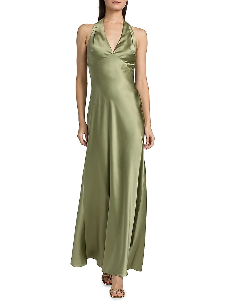 Daniela Silk Halter Maxi Dress