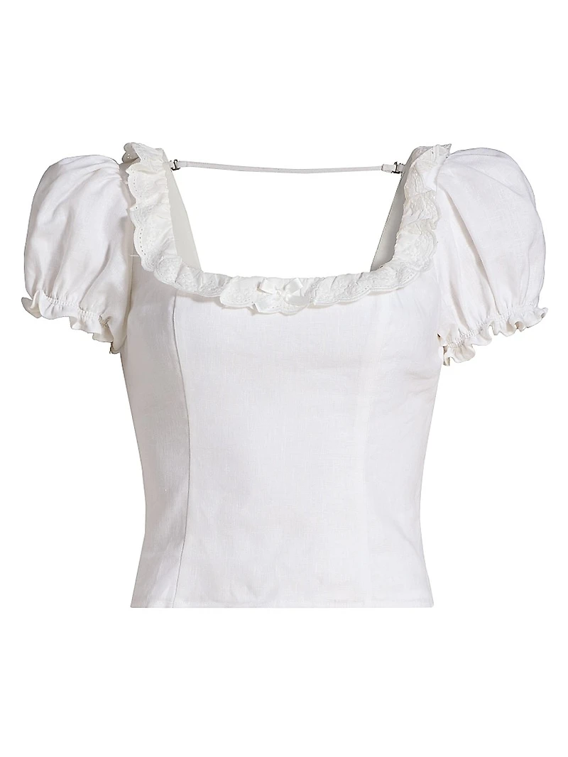 Alice Embroidered-Linen Top