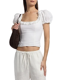 Alice Embroidered-Linen Top